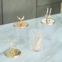 Eurostyle home containing box personality creative cotton sign cylinder Nordic light lavish toothpick jar home living room glass decorations