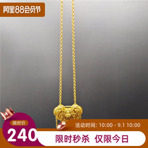 Hollow carved gold lock ancient style long life lock gold necklace ancient pure handmade sachet gilt antiques antiques
