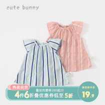 cutebunny baby summer dress small girl short sleeve doll cardiovert baby pure cotton slim fit small skirt tide blouse