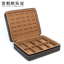 High-grade leather zipper double Open portable jewelry jewelry box ring earrings necklace bracelet storage box multifunctional