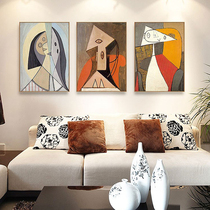Pure hand-painted figure decorated oil painting triptych Picasso abstract Living room Xuanguan hanging painting modern restaurant background wall painting