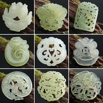 Natural jade pendant accessories handmade diy press placket jade pendant necklace hanging jade material Xiuyan jade material