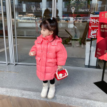 Fall in love with the girl girls down clothes 2021 new winter dress Baby medium length 90 white duck suede Children thickened jacket