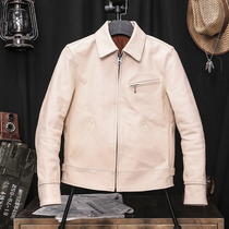 Fever-grade God motorcycle clothes original color vegetable tanned horse leather jacket Japanese retro leather leather mens short jacket