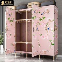 Simple cloth wardrobe rental room Home Reinforced stainless steel steel tube clothes cabinet reinforced oxford cloth thickened double
