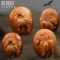 Olive core bracelets eight horses boutique Su Gong Xia Yu handmade embossed horse to success olive Hu Wen play bracelet