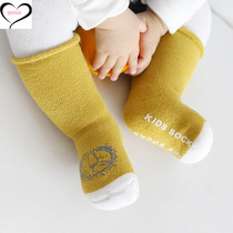 langboer baby socks baby cotton autumn winter socks thick Terry warm in the middle tube loose mouth