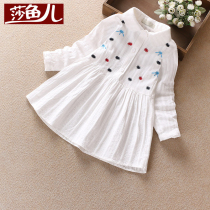 Girls T-shirt Spring and Autumn Dress Middle Children Cotton base shirt White Shirt Top Female Baby Long Sleeve Childrens Body Swear