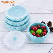 Folding bowl lunch box outdoor portable camping picnic supplies silicone retractable travel bowl childrens tableware set