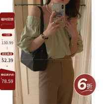 Lune Collarbone Lined with Shoulder Shirt Woman Summer Thin design Feeling Small Crowdsourced style Dont make a bubble sleeve shirt jacket