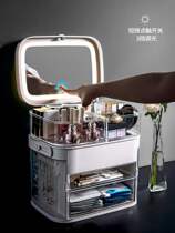 Red cosmetics contain boxes with mirror desktop finishing dresser skin care frame LED filling capacity