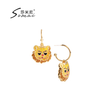 sumni Shamini European and American style exaggerated leopard leopard rich overnight leopard rich enamel drop glaze S925 silver needle earrings female