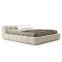 2021 New master bedroom leather floor-to-ceiling bed Italian simple double designer tatami soft bed Master bedroom bed