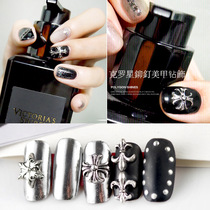 Net red Crosstar nail jewelry Super Flash retro gold and silver nail Diamond Stone metal luxury decoration new Japanese series