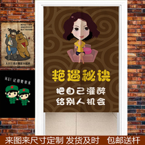 Customized retro funny fabric curtain kitchen hanging curtain restaurant half Curtain restaurant private room shielding decorative partition curtain