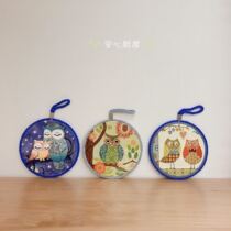 RMB99 3 pieces Japan Imports cute owl Eagle Decoration Pendant Ceramic Wooden Cup Mat heat and heat resistant cushion pan mat