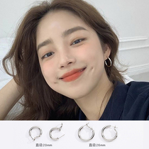 2021 New Tide simple cold wind earrings in summer circle earrings female 925 sterling silver ring earrings