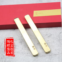 Sword Jay Engraving Solid Brass Town Paper Bright Side Polished Pure Bronze Town Ruler Custom Brush Calligraphy Press Ruler Wenfang Four Treasures