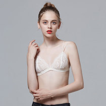 Mi Erjia bralette ultra-thin lace triangle cup bra with large chest and small rimless comfortable sleep underwear