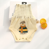 Belly-protected baby high waist pants autumn cotton-free boneless around the neonatal baby treasure anti-kick artifact wrapped around the belly