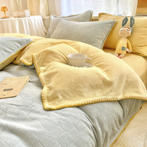 Four pieces of milk-thickened milk coral velvet in winter three pieces on the bed with a treasure flannel and velvet bed