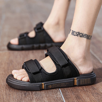 Summer Korean mens Tide brand slippers 2021 new casual sandals one-word drag summer non-slip beach sandals