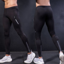 Zero resistance autumn and winter sports leggings mens track and field training marathon nine-point high elastic pants Running fitness stretch pants