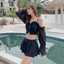 Swimsuit womens new fashion sexy Korean ins cover belly thin fairy fan long sleeve conservative female student Hot Spring