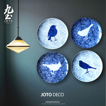 Jiutu modern wall decoration New Chinese hanging plate wall decoration pendant Bird ceramic wall decoration hanging plate disc decoration