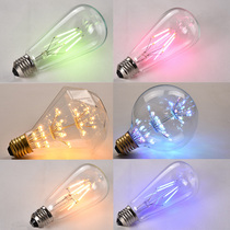Edison bulb LED single lamp decorative screw colorful creative bulb warm yellow lamp beads light source energy-saving lamp E27