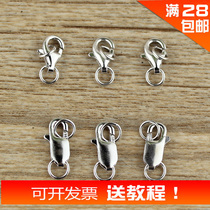 Aibudi S925 silver water drop buckle lobster buckle square button DIY handmade accessories bracelet necklace spring buckle