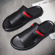 Tide brand Slipper mens ins tide leather outdoor summer leisure fashion personality sandals wear sandals