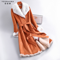 New winter leather fur coat in 2022 female long-term mink fur collar bamboo inner fur fur coat