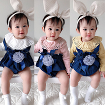 Baby clothes spring and autumn set girls long sleeve T-shirt 1 year old baby boy base shirt 2019 new belt pants suit