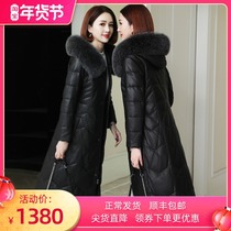 Sheeps leather down clothes woman in the middle of a long section 2021 Winter New Hainen genuine leather fur coat fox fur collar jacket