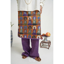 TUYUE Mid-coating State Wind Painting Buddha Statue Printed Side Open Fork Step Skirt H Type Half Body Skirt Artist Cooperative