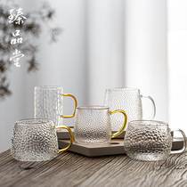 Handmade hammer pattern teacup heat-resistant glass tea set High temperature resistant glass explosion-proof cold water cup Cold cup large cup