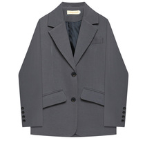 Smoky gray small suit jacket Hong Kong version feminine niche design sense professional casual style suit suit jacket