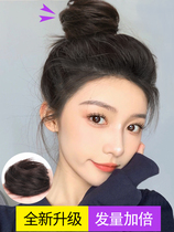 Real hair hair ring wig female cute meatball head artifact hair ornaments bud disc hair device ancient style wig bag fluffy lazy person