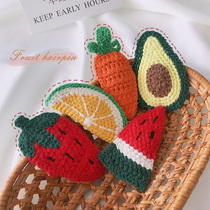 Cute fruit knitted hairpin bb with children's wool hairpin clip headdress as Korean princess Liu Haijin