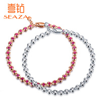 Xia Diamond 18K Platinum Diamond Full Diamond Set Bracelet Ruby Women Jewelry Real Diamond Rose Golden Carat