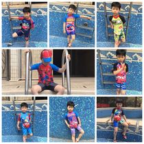 Childrens swimsuit boy baby cartoon one-piece swimsuit surf Spiderman swimsuit McQueen set foreign trade