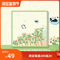 Oriental secret language Panda is coming Super cute Panda handkerchief to wipe the sweat with a small square towel soft cotton gift