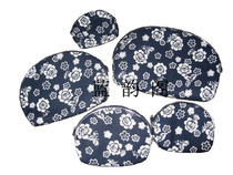 Girls bag blue printed cloth bag bag value set bag blue print zipper cosmetic bag storage bag (1 set of 5)