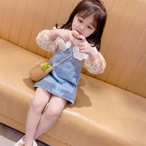 2022 springtime girl child blouse shirt casual blouse child cherry-shirt foreign air doll clothes big turnover