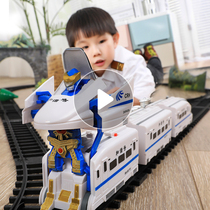 Childrens electric train set track high-speed rail model Harmony Retro steam train deformation toy boy