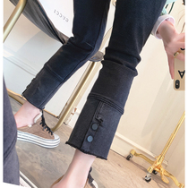 Jeans Woman 2022 Spring new womens clothing Han version High waist Fashion splicing 90% Straight drum micro-lapants child tide
