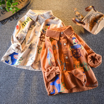 Baby spring and autumn shirts boys spring 2020 new cartoon western style tops infant lapel shirts Korean tide