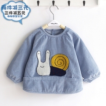 Ao Beimei baby coat eating waterproof anti-dirty corduroy anti-dressing cover down down jacket loose clothing painting clothes