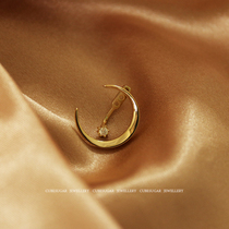 Upper ear knock good-looking all-body 925 sterling silver moon zircon stud earrings simple high-grade sense earrings 2020 new fashion women